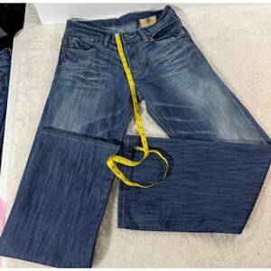 Y2K Monarchy Jeans Mens Bootcut Embroidered Back Pockets Denim 34x34